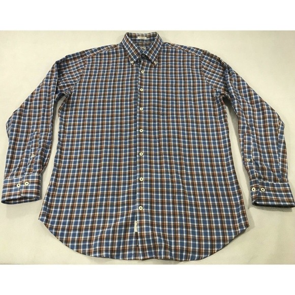 Peter Millar Other - Peter Millar Plaid Wool Blend Button Up Shirt L EUC